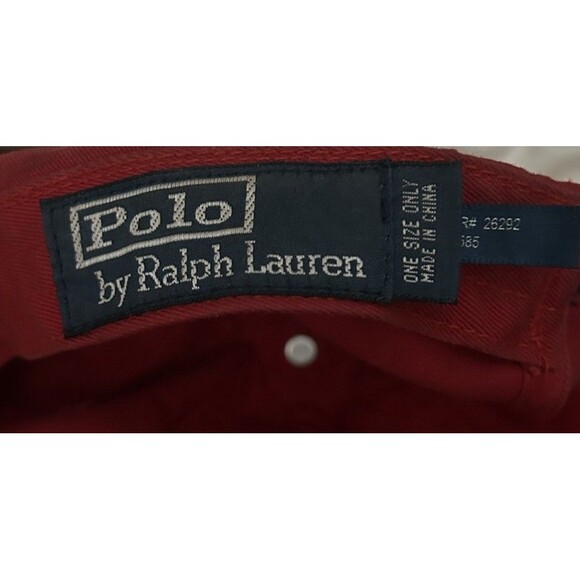 Polo Ralph Lauren Red Adjustable Strap Back Baseball Cap Blue Pony Logo - Picture 7 of 8